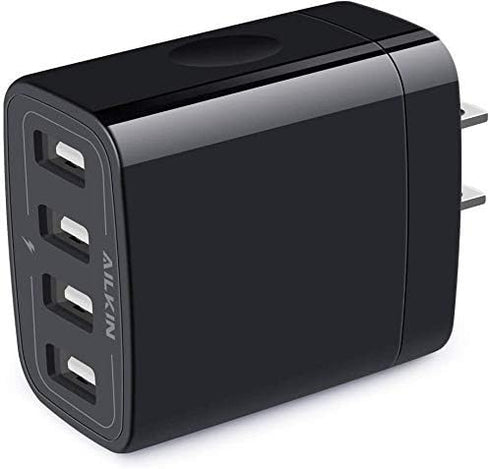 Wall Charger, USB Charger Adapter, AILKIN 4.8A 4Multi Port Fast Charging Station Power Base Block Plug Cube Brick for iPhone 15 14 SE 13 12 11Pro ...