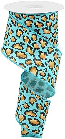 Craig Bachman 2.5" Metallic Leopard Print Ribbon: 10 Yards (Light Teal) Craft Floral Arrangement Gift Wrapping Wired Edge Ribbon...