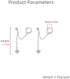 Star 925 Sterling Silver Double Piercing Earrings Huggie Cuff Chain for Women Teen Girls 2 Holes CZ Charm Dangle Drop Small Hoop Earrings Cartilag...