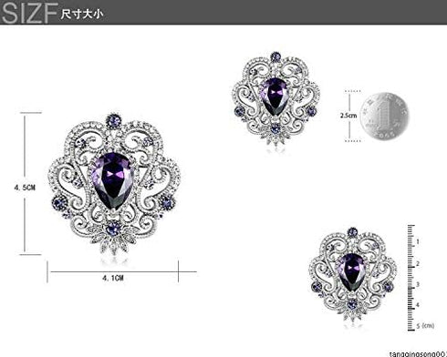 Crown Cubic Zirconia Brooch Pin for Women Wedding Clothing Bouquet Accessory-Purple...