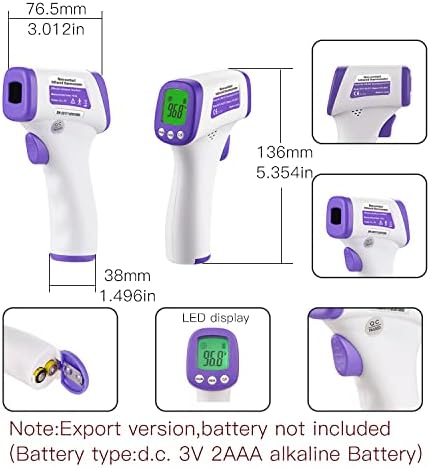 MOES Forehead Thermometer,Non-Contact Infrared Forehead °F/°C Digital Thermometer Fever Alarm and Memory Function for Anyone with Accurate LCD Dis...
