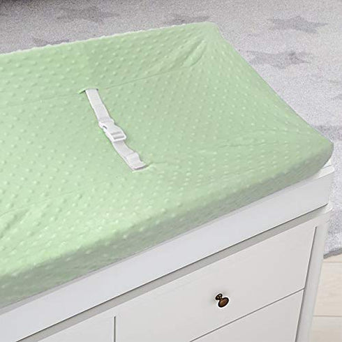 TL Care Heavenly Soft Minky Dot Fitted Contoured Changing Pad Cover, Celery Puff, for Boys & Girls...