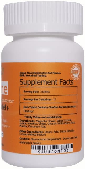 SunOne +Herbal Supplements for cold & flu relief+ non-drowsy...