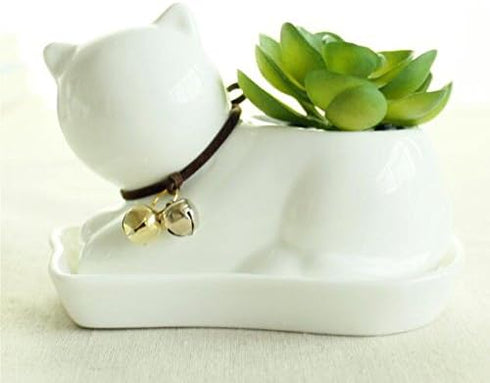 Cute Succulent Planter Animal Shaped Flower Pot Decor for Home Office Desk (Cat)...