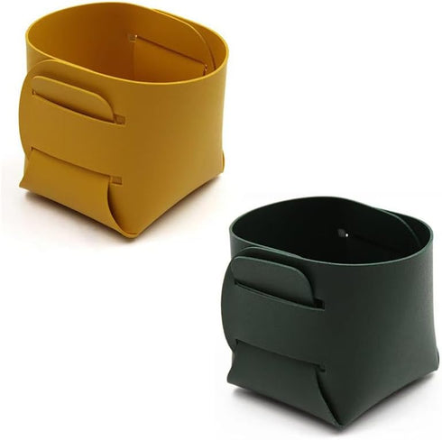 2 Pack Desktop Storage Box Organizer Collapsible Square Basket Bin Pen Holder for Makeup Brushes Gadget Cosmetic Pencil Lipstick Sunglasses Phone ...