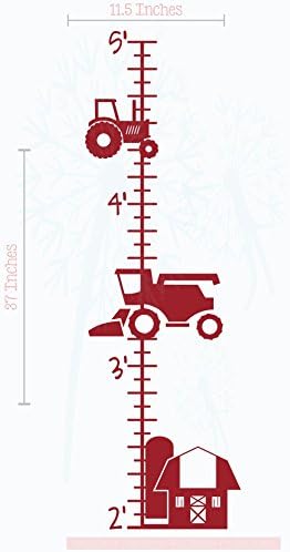 Wall Decor Plus More Farm Tractor Growth Chart Height Ruler Vinyl Boy Bedroom Art Stickers Red...
