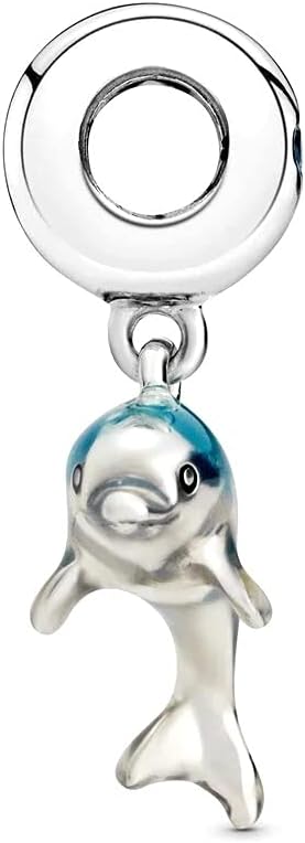 Shimmering Dolphin Dangle Charms 925 Sterling Silver Dolphin Pendant wih Enamel for Bracelets...