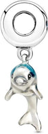 Shimmering Dolphin Dangle Charms 925 Sterling Silver Dolphin Pendant wih Enamel for Bracelets...