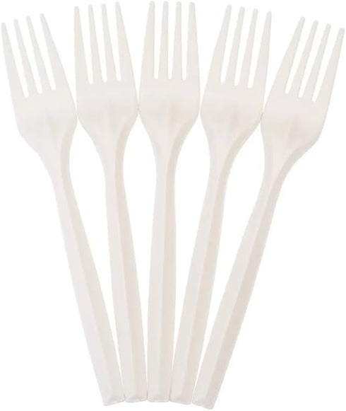 100% Eco Friendly Compostable Forks Disposable Forks Cornstarch Based 50 Large Disposable Utensils (6.7 in.) Durable and Heat Resistant Alternativ...