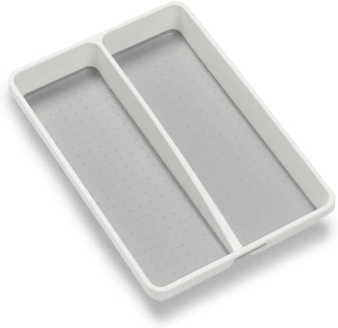 madesmart Premium Antimicrobial Classic Mini Utensil Tray, Soft Grip, Non-Slip Kitchen Drawer Organizer, 2 Compartments, Multi-Purpose Home Organi...