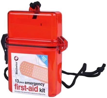 BioSwiss First Aid Kit, 13 Piece Compact Waterproof Emergency Medical Supplies Kit for Minor Cuts, Scrapes, Sprains and Burns, Ideal for Home, Car...