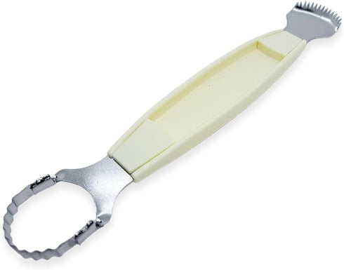8¾" Long 2 Blades White Plastic Handle Coconut Grater - Vintage Traditional Thai Style Kitchen Tool Easy to Use Portable Stainless Steel Shredder ...