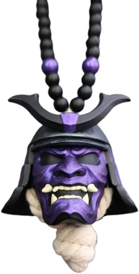 Hannya Japanese Oni Samurai Helmet Car Rearview Mirror Charm Fashion Pendant Car Decoration Car Ornament Accessories Hanging Charm...