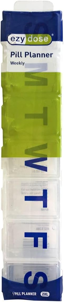 EZY DOSE Weekly (7-Day) Pill Organizer, Vitamin Case and Medicine Box, Clear Lids, 2X-Large...