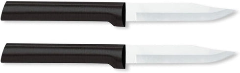Rada Cutlery Regular Paring Knife (W201), 3.25" Stainless Steel Hollow Ground Blade, Made in USA, Black Handle, Pack of 2...