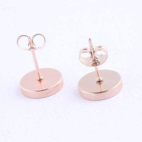 20pcs Stainless Steel Post Stud Earring Base Blanks 8mm Dia Blank Cabochon Setting Bezels for Jewelry Making Kit (Rose Gold)...
