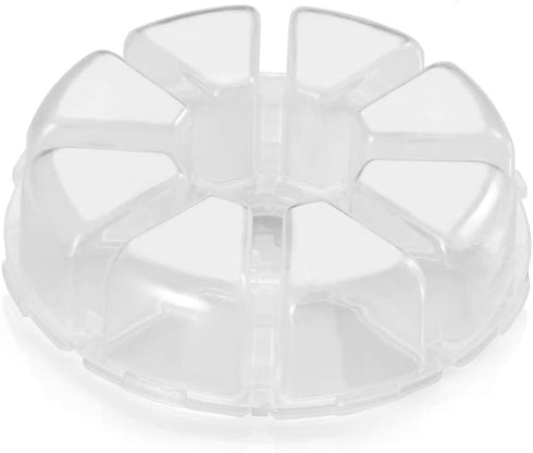 AKOAK 1 Pack Round 8-Compartment Storage Box, Easy to Carry, for Storing Earrings, Rings, Beads, Rhinestones, Pills and More (White)...