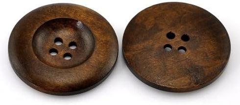 KARMELLING 20PC Wood Sewing Buttons Scrapbooking 4 Holes Round Dark Coffee Buttons 35mm(1-3/8") Dia...