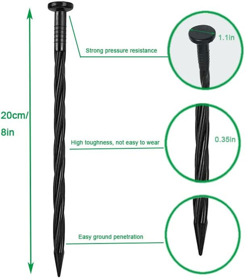 25PCS PlasticSpiral Landscape Edging Anchoring Spikes 8-inch, Spiral Nylon Landscape Anchoring Spikes?Landscape Stake for Paver Edging, Weed Barri...