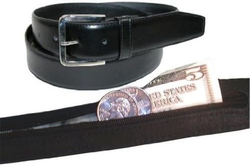 Men's Leather Money Belt Size 36 - Black...