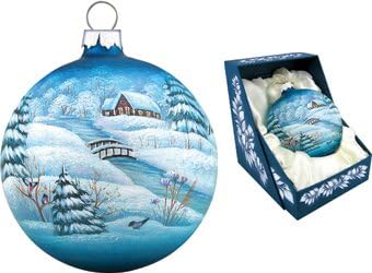 G. Debrekht Winter Village Glass Ball Ornament, 3.5"...