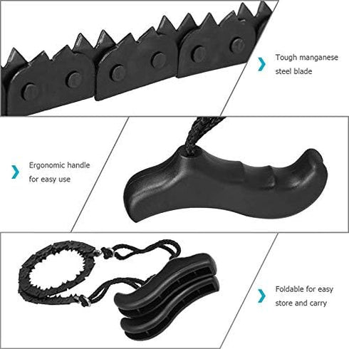Chainsaw Folding Hand Saw Chain Folding Rope Chain Saw with Straps Camping for Wood Cutting Hiking Survival...