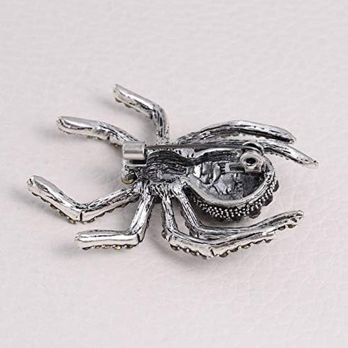 Halloween Black Spider Brooches Pins Punk Black Crystal Rhinestone Gothic Spider Insect Brooch Pin Jewelry for Women Men-Black...
