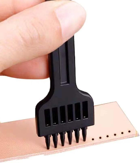 4mm 2/4/6 Claw Tooth Leather Stitching Chisels Round Hole Punching Tool Set for DIY Leather Craft...