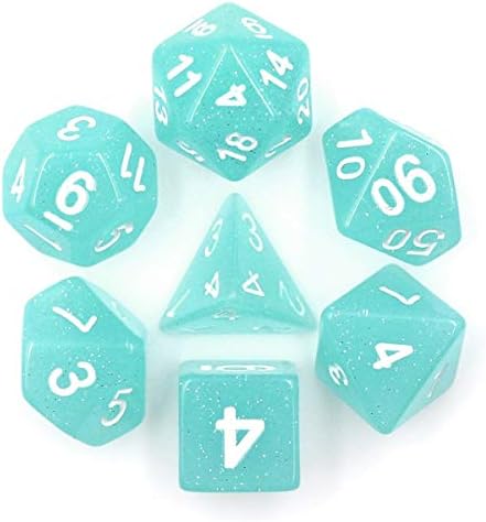 HD Polyhedral Dice Sets D&D Dice for Dungeon and Dragons RPG Role Playing Games MTG Pathfinder Table Top Games 7 Dice Set Lime Blue Translucent Gl...