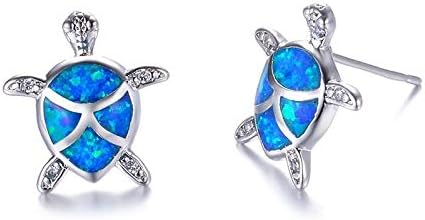 4 Pairs Cute Rhinestone Turtle Stud Earrings...
