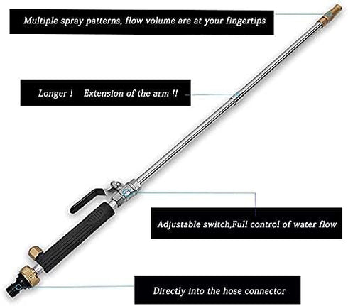 Power Washer Hydro Jet Power Cleaning Tool, Extra Long Extendable Garden Sprayer Wand, Gutter Cleaner, Pet Window Cleaning Tool (black)...