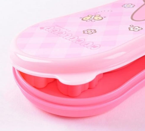 Cute Pink Melody Fork and Spoon Flatware Set with Case, Tableware Set with Cute Figure, Medium...