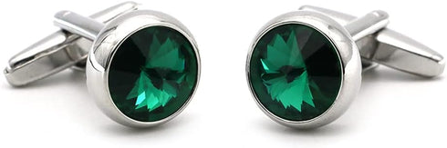 Men's Luxury Crystal Cufflinks Green Color Stone Quality Wedding Cuff Links with Gift Box...