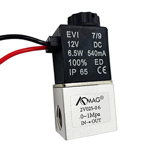 AOMAG® 1/8" 2 Way Normally Closed Pneumatic Aluminum Electric Solenoid Air Valve 12V DC...
