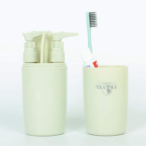 Toothbrush Travel Kit Portable Toiletry Kit Lightweight Travel Size comes with 1 Cup 2 Sub Bottles Dispenser Comb Toothbrush Holder (Pea Green)...