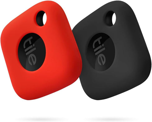 Geiomoo Silicone Case for Tile Mate 2024, Tile Mate 2022, Soft Scratch Resistant Cover with Carabiner (2 Pack Black+Red)...