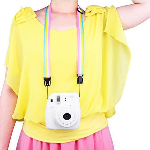 Sunmns Camera Neck Shoulder Strap Compatible with Instax Mini 12 11 9 8 90 70 Instant Film Camera, Rainbow...