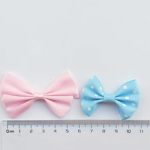 Chenkou Craft Mix Bulk 50pcs Ribbon Flowers Bows Craft Wedding Ornament Appliques A0241...