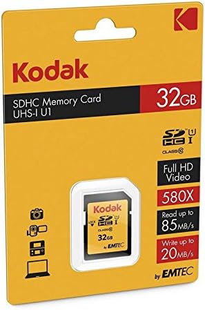 KODAK Premium Memory Card 32GB, 85MBs Read Speed, 25MBs Write Speed, Compatible with SDHC and SDXC standart - EKMSD32GHC10K...
