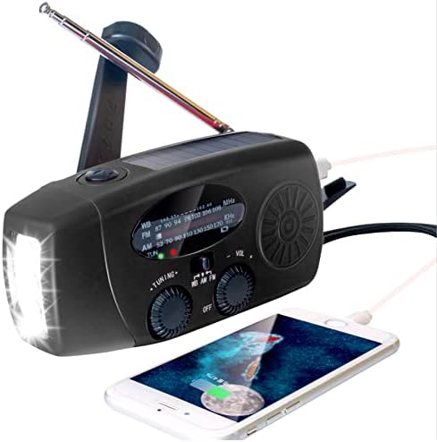 Upgraded Emergency Solar Hand Crank Radio with LED Flashlight, Portable Am Fm NOAA Weather Radio, 2000mAh Solar Power Bank Cell Phone Charger for ...