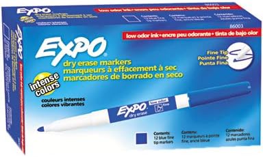 EXPO Low Odor, Fine Tip, Dry, Erase Marker, 2 Packs of 12, Blue...