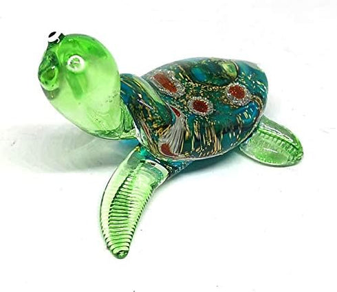 ZOOCRAFT Sea Turtle Hand Blown Glass Figurine Collectible Aquarium Miniature Home Garden Decor Personalized Gift...