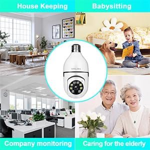 Light Bulb Security Camera Home Wireless WiFi Camera Surveillance Camera Baby Monitor Nanny Cam Pet Camera Video Recording with Audio Remote Contr...