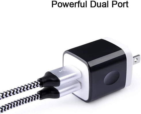 USB Wall Charger Block 2.1A Dual Port Samsung Charger Plug with 2Pack 6ft Nylon Braided Type C Cable for Samsung Galaxy S24 S23 FE S22 S21 S20 S10...