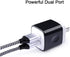 USB Wall Charger Block 2.1A Dual Port Samsung Charger Plug with 2Pack 6ft Nylon Braided Type C Cable for Samsung Galaxy S24 S23 FE S22 S21 S20 S10...