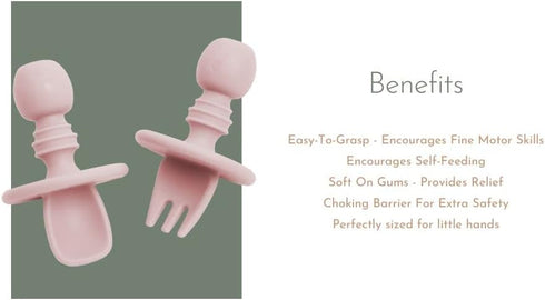 Harley Utensils Baby Silicone Fork and Spoon Set (Olive)...