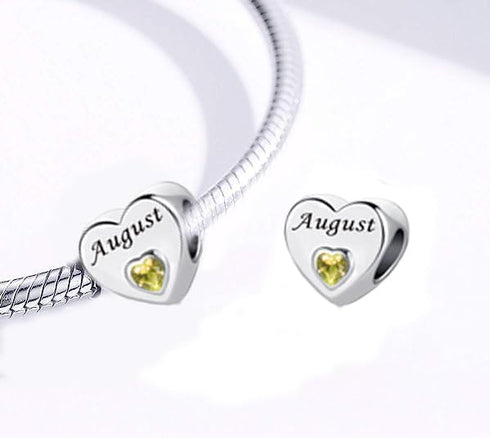 January-December 12 Months Colors Birthstone Crystal Happy Birthday Heart Charms For Charm Bracelets Necklace...