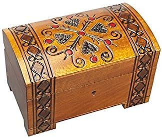 Four Hearts Handmade Wooden Box Polish Jewelry Keepsake Treasure Chest Classic Design...