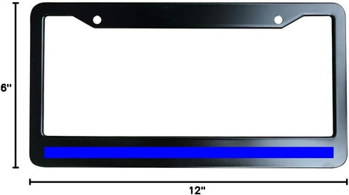 Thin Blue Line License Plate Frame - Metal Car Tag Sign for Women/Men, Standard 6x12 2-Hole and Screws Fits US & Canada...