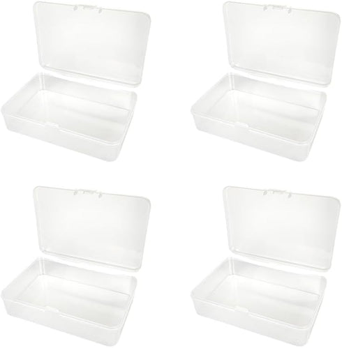 5 Pcs Plastic Beads Storage Boxes Rectangular Empty Mini Organizer Boxes Clear Reusable Craft Containers with Hinged Lids for Small Items...